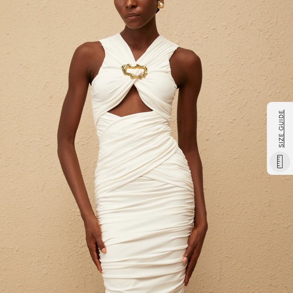 Capucine White Ruched Maxi Dress Gown Miss Rosier XS Cream Ivory Goddess Bride - Picture 4 of 15